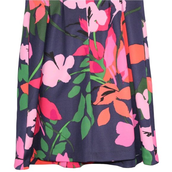 Vince Camuto 6 Floral Sleeveless Navy Blue Pink Fit & Flare Pockets Mini Dress - Picture 9 of 13